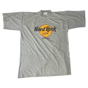 Men's Vintage Hard Rock Cafe Instanbul Crew Neck Short Sleeve Grey T-Shirt XL